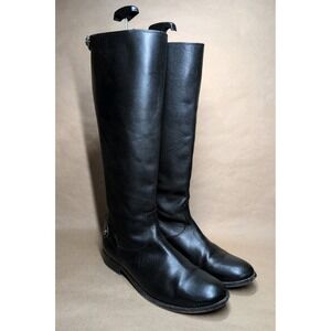 FRYE Women's 11 B Melissa Button Black Leather 18" Tall Boots Full Zip Riding